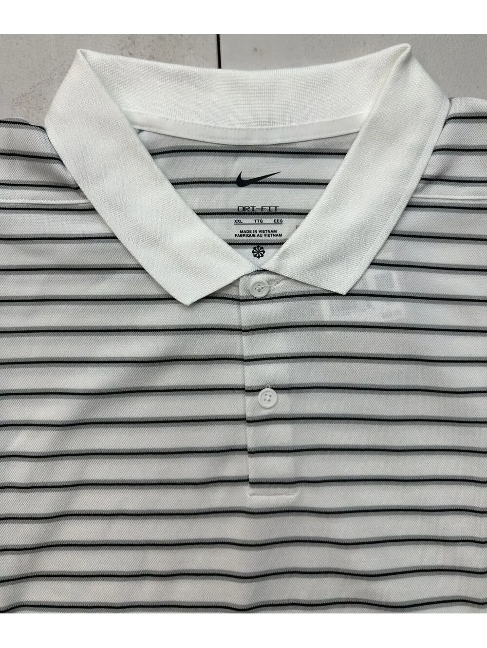 Nike Dri-FIT Victory Stripe Golf Polo Men XXL White Black DH0835-100 NWT